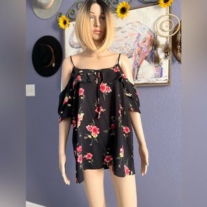 SKY PLUS BLACK FLORAL SHIRT